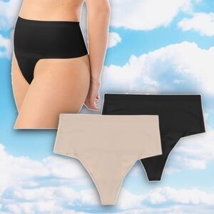 NWT MAIDENFORM Self Expressions Women’s Shaping Thong 2 Pack Smoothing Neutral